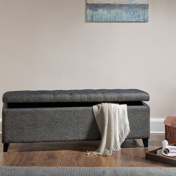 Shandra - Tufted Top Soft Close Storage Bench - Charcoal