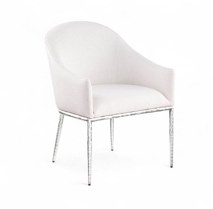 Ferro - Upholstered Dining Arm Chair With Brushed Silver Legs - Simple Home Plus