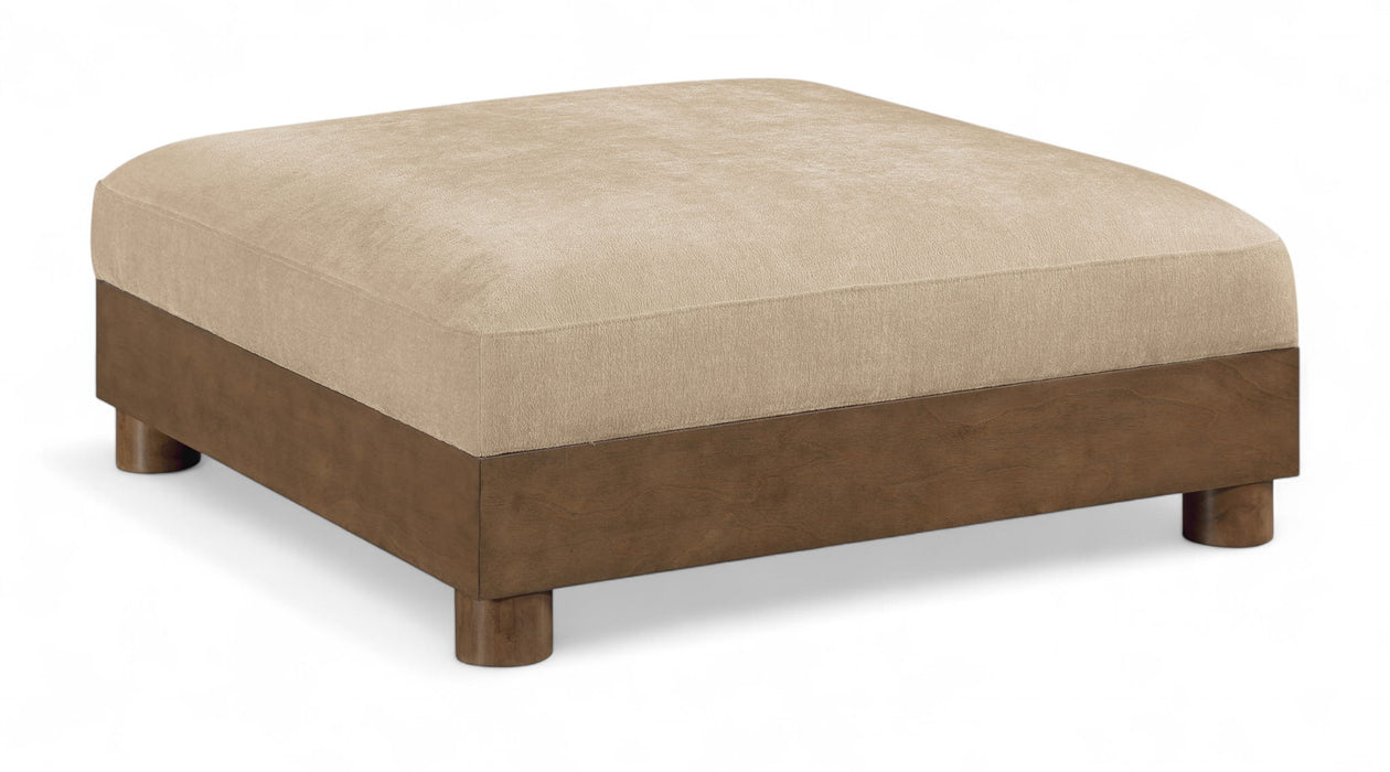 Turin - Chenille Fabric Upholstered Modular Ottoman - Walnut Base - Simple Home Plus