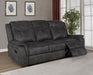 Lawrence - Upholstered Padded Arm Reclining Sofa - Charcoal - Simple Home Plus