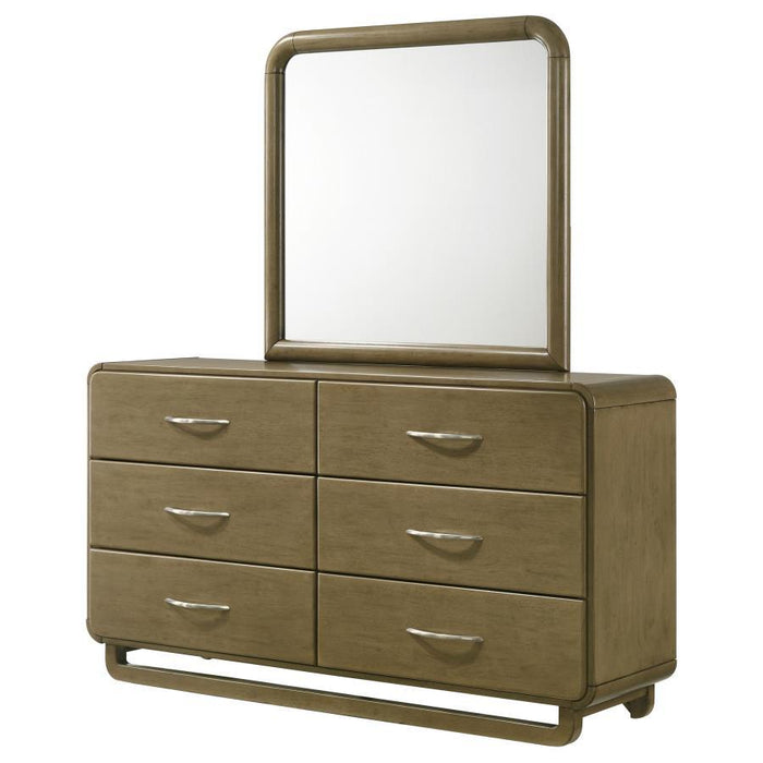Amsbury - 6-Drawer Dresser And Mirror - Nutmeg - Simple Home Plus