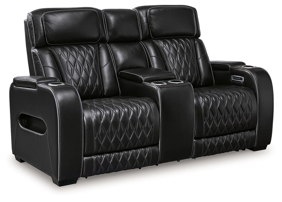 Boyington - Power Reclining Loveseat With Console/Adj Hdrst - Simple Home Plus