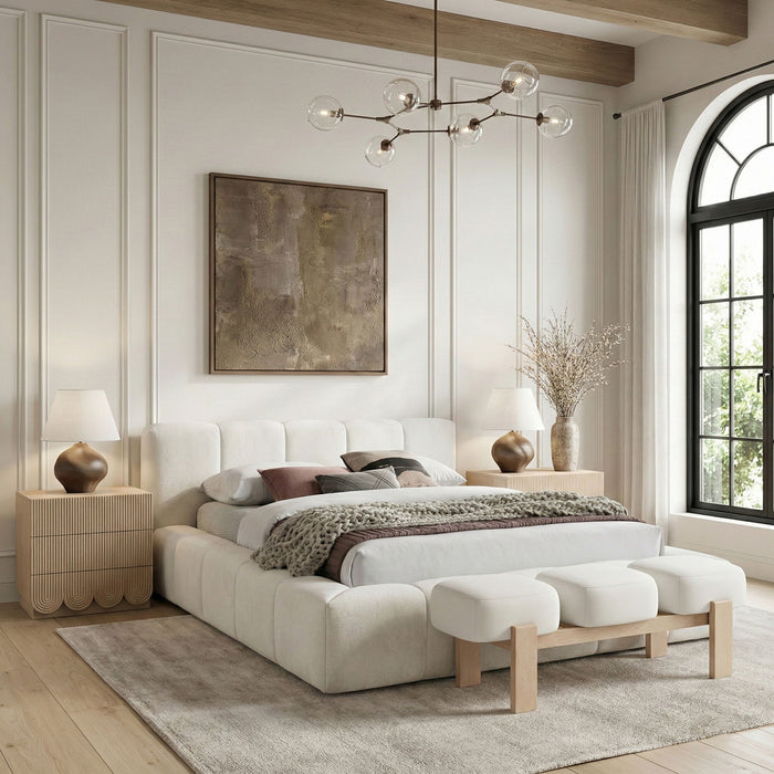 Woodcrest - Vegan Leather Upholstered Bench - Painted Natural Base - Simple Home Plus