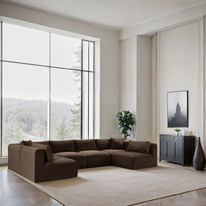 Shaggy - 6 Piece Modular U-Shaped Armless Sectional - Simple Home Plus