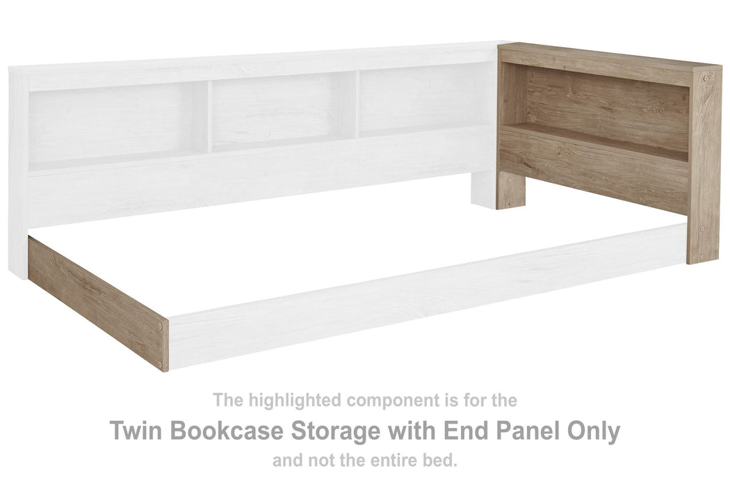 Oliah - T Bookcase Storage w/End Panel - Natural - Simple Home Plus