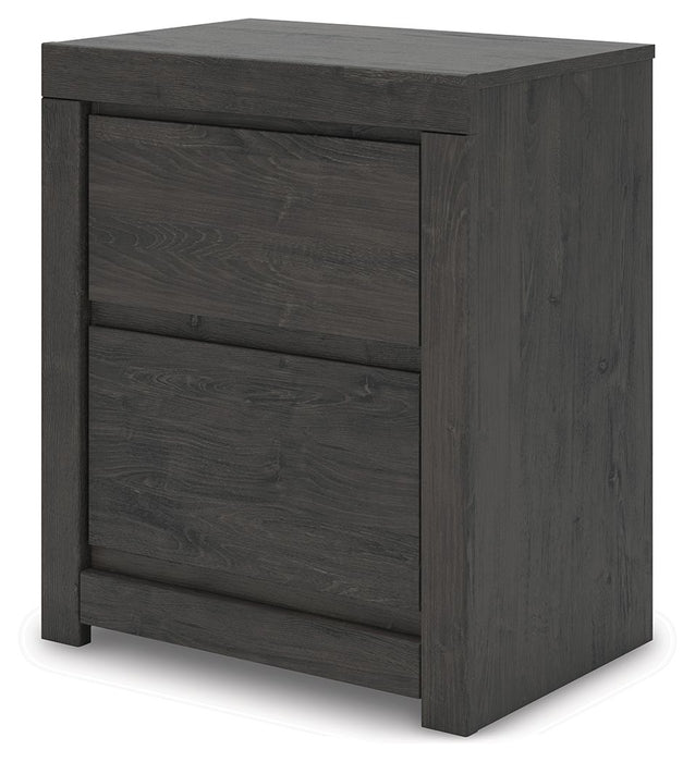 Fraluna - Charcoal - Two Drawer Night Stand - Simple Home Plus