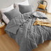 Kyla - King/California King Double Diamond Quilted Teddy Comforter Set - Gray - Simple Home Plus
