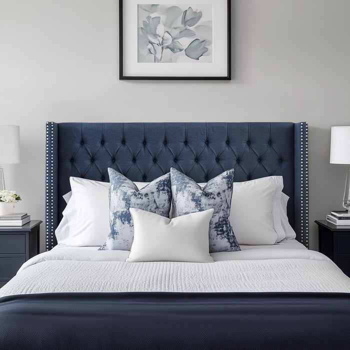 Amelia - Queen Upholstery Headboard - Navy - Simple Home Plus