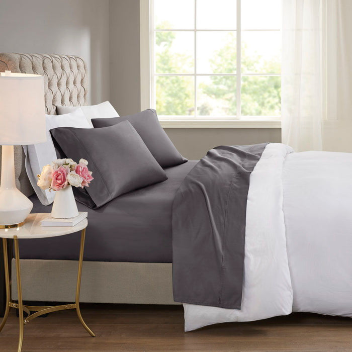 600 Thread Count - Cooling Cotton Blend 4 Piece Sheet Set - Dark Gray - Simple Home Plus