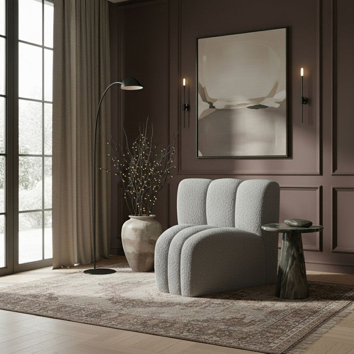 Arc - Boucle Fabric Curved Corner Chair - Simple Home Plus