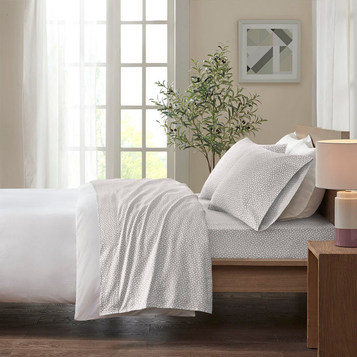 Cozy Flannel - Queen Printed Sheet Set - Gray Dots