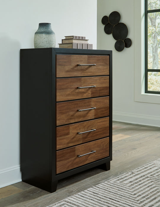 Kraeburn - Brown / Black - Five Drawer Chest - Simple Home Plus