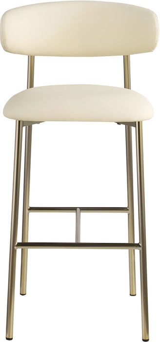 Lupita - Vegan Leather Upholstered Bar Stool (Set of 2) - Cream / Brushed Gold - Simple Home Plus