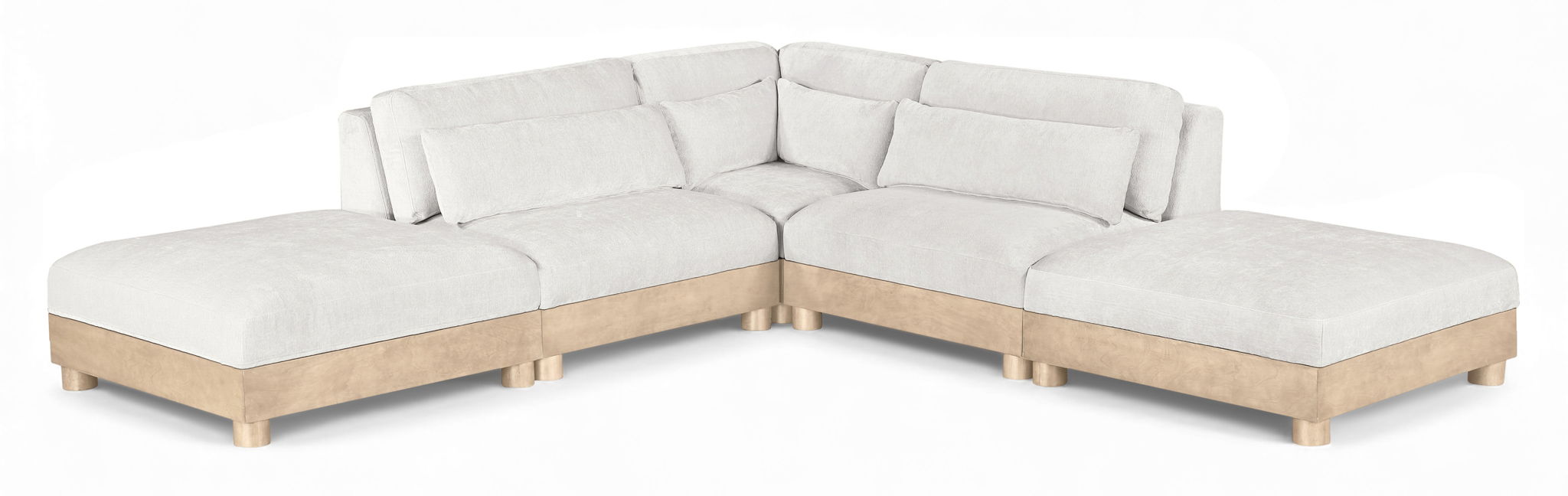 Turin - Chenille Fabric Upholstered Modular Sectional - White - Simple Home Plus