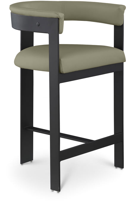 Romeo - Faux Leather Counter Stool With Black Base (Set of 2) - Simple Home Plus