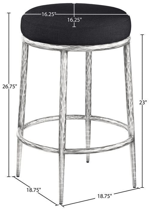 Ferro - Upholstered Backless Counter Stool With Brushed Silver Base - Simple Home Plus