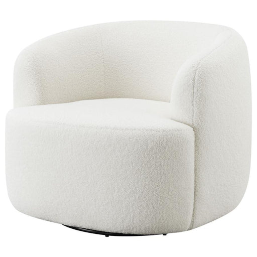 Hudson - Faux Sheepskin Upholstered Swivel Chair - Natural - Simple Home Plus
