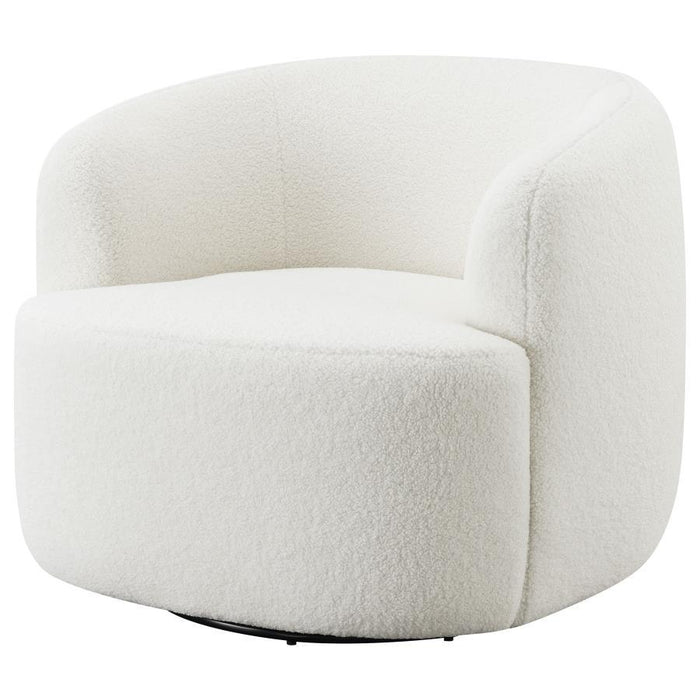 Hudson - Faux Sheepskin Upholstered Swivel Chair - Natural - Simple Home Plus