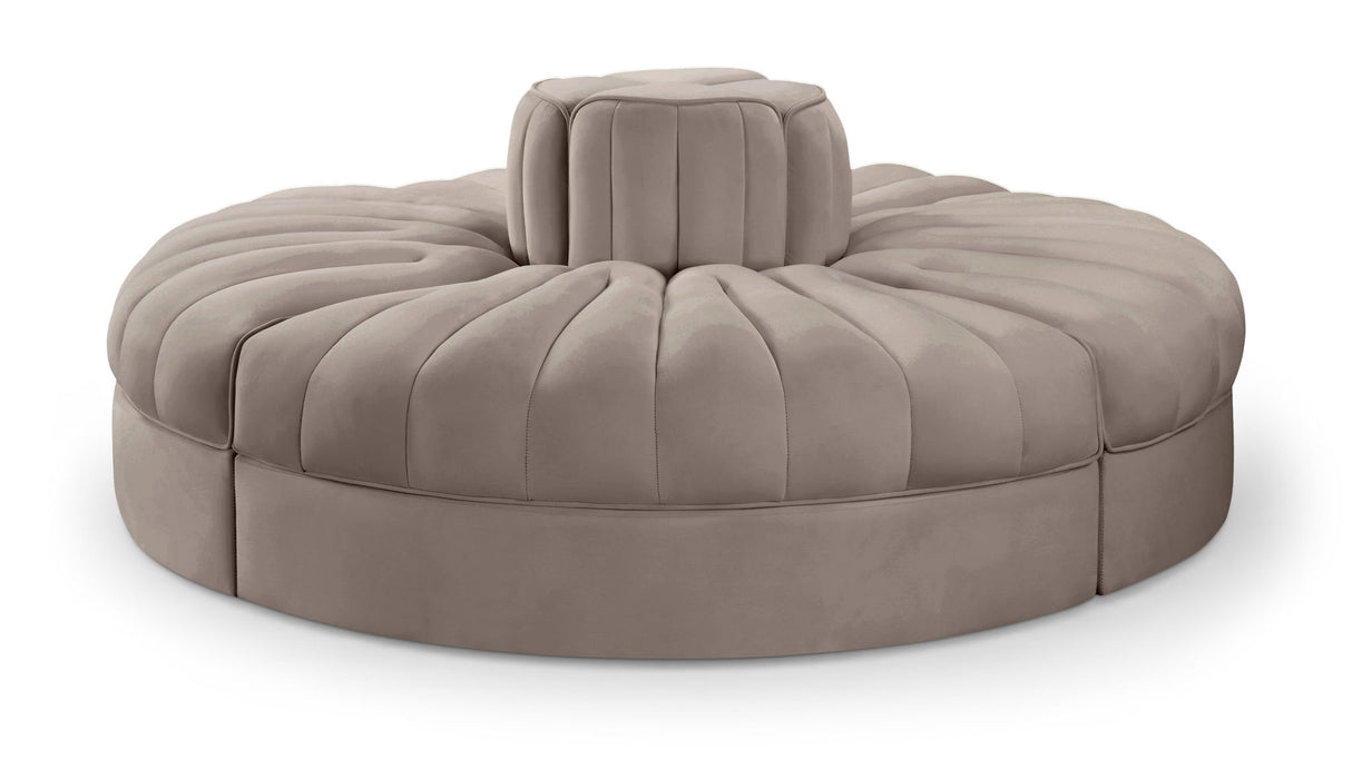 Rummi - Round Velvet Performance Fabric Upholstered 4 Piece Modular Sofa - Simple Home Plus