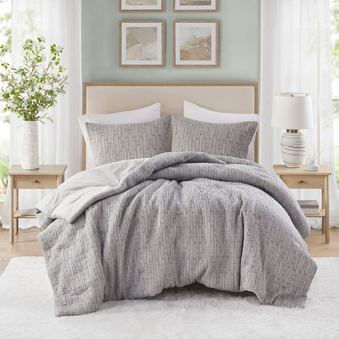 Arlo - 3 Piece King/California King Oversized Comforter Set - Charcoal - Simple Home Plus