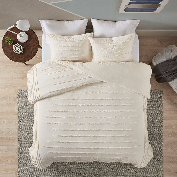 Mercer - King 3 Piece Comforter Set - Ivory - Simple Home Plus