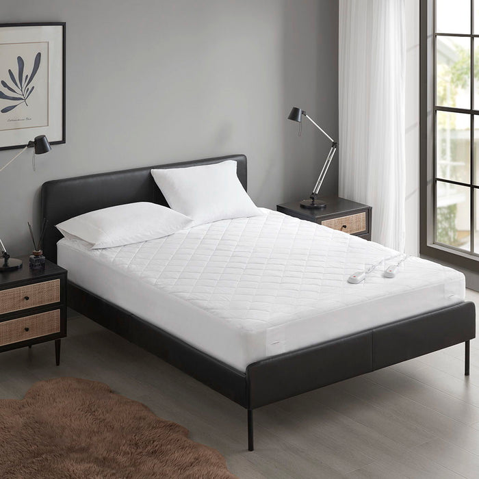 Embossed - Queen Heated Mattress Pad - White - Simple Home Plus