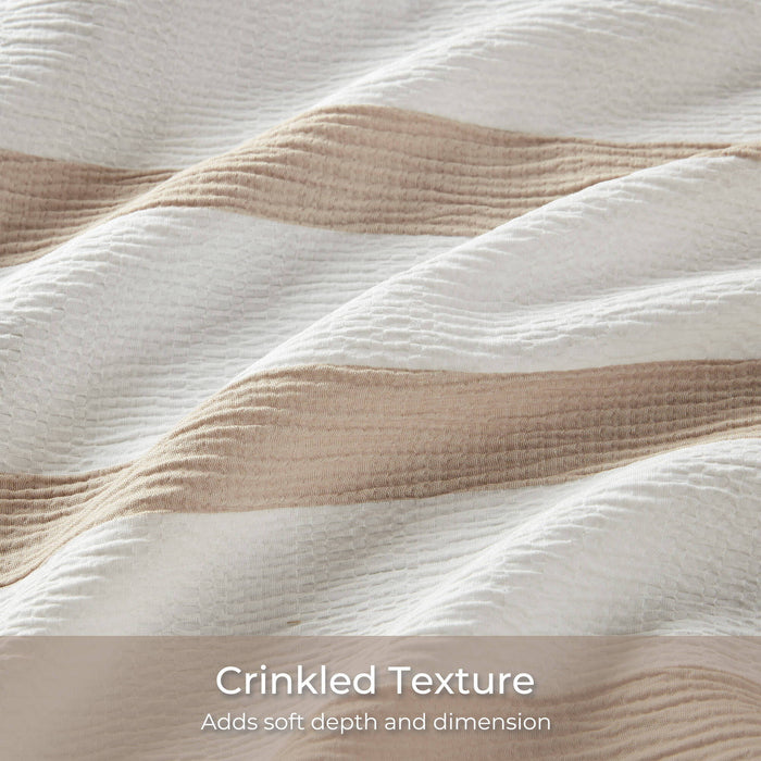 Merritt - Twin/Twin Long Yarn-Dyed Striped Comforter - Taupe - Simple Home Plus