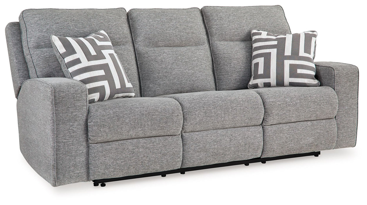 Biscoe - Pewter - Power Reclining Sofa With Adj Headrest - Simple Home Plus