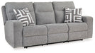Biscoe - Pewter - Power Reclining Sofa With Adj Headrest - Simple Home Plus