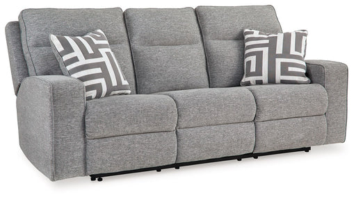 Biscoe - Pewter - Power Reclining Sofa With Adj Headrest - Simple Home Plus