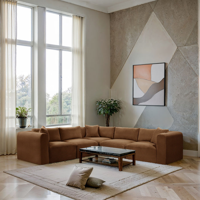 Shaggy - Fabric 5 Piece Modular Corner Sectional - Simple Home Plus