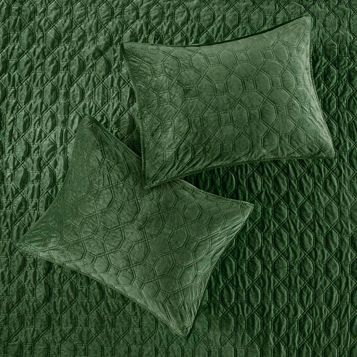 Harper - King Reversible 3 Piece Coverlet Set - Green - Simple Home Plus