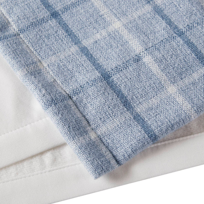 Anaheim - 50x108" Plaid Rod Pocket And Back Tab Curtain Panel With Fleece Lining - Denim Blue - Simple Home Plus