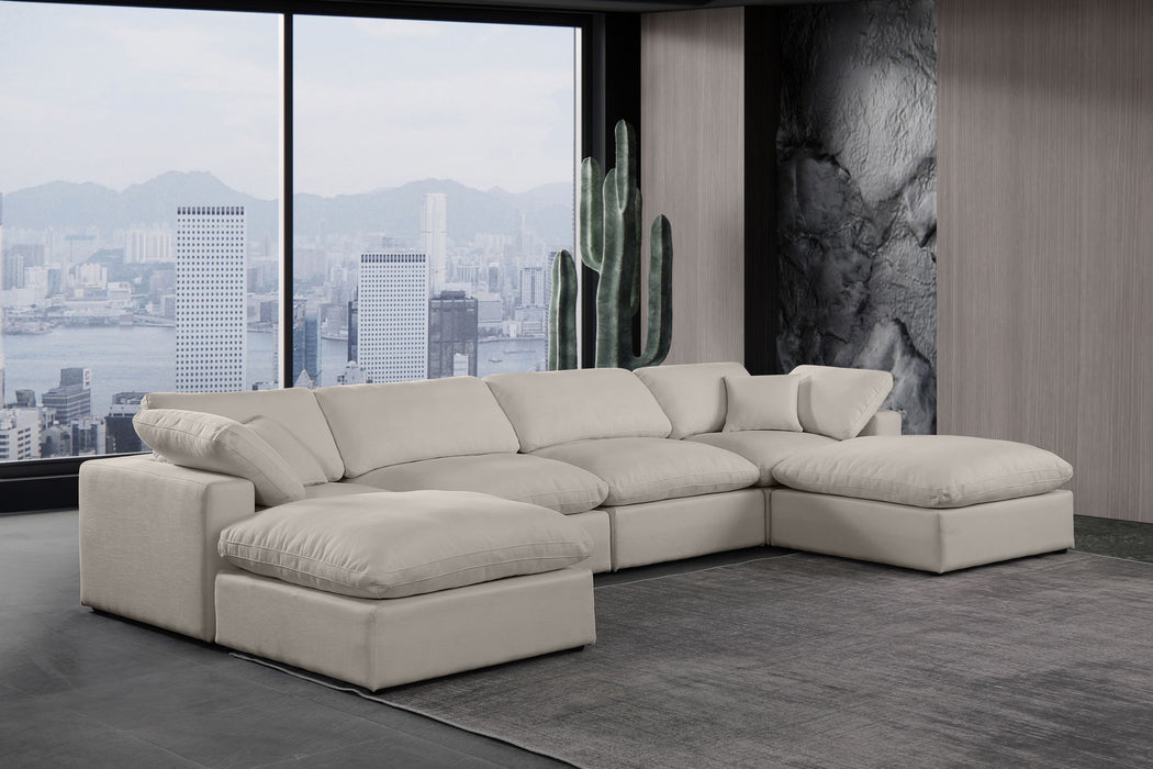 Comfy - 6 Piece Linen Modular Double Chaise Sectional - Simple Home Plus