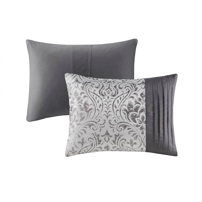Emilia - 12 Piece Jacquard Comforter Set With Bed Sheets - Pearl Silver - Simple Home Plus