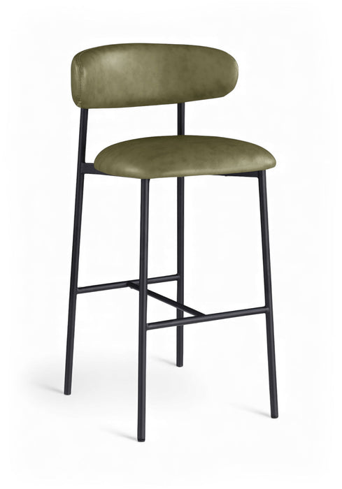 Lupita - Vegan Leather Upholstered Bar Stool With Matte Black Frame (Set of 2) - Simple Home Plus