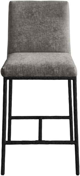 Reeves - Chenille Fabric Upholstered Counter Stool (Set of 2) - Black Base - Simple Home Plus