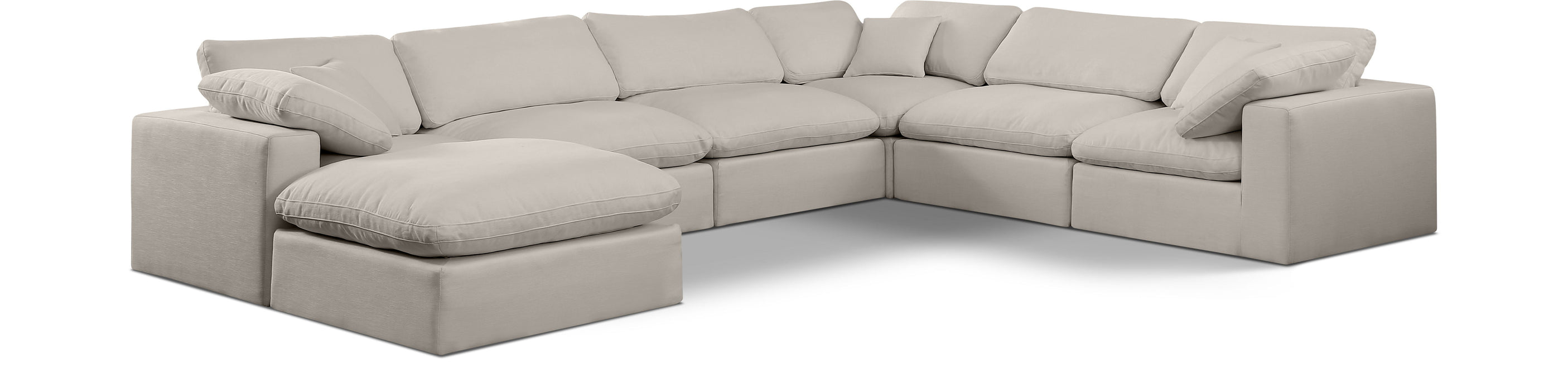 Comfy - 7 Piece Linen Modular Sectional With Chaise - Simple Home Plus