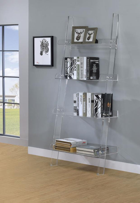 Amaturo - 4-Shelf Acrylic Ladder Bookshelf - Clear - Simple Home Plus