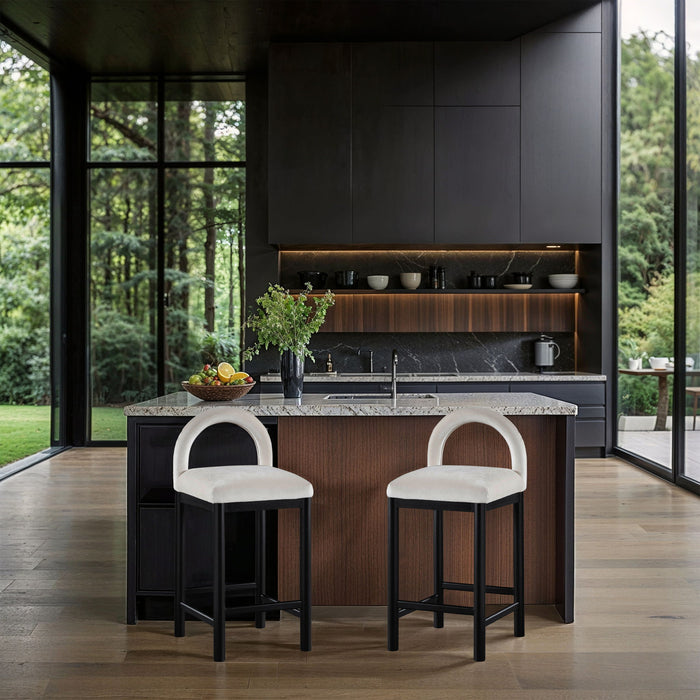 Conrad - Velvet Counter Stool With Black Legs - Simple Home Plus
