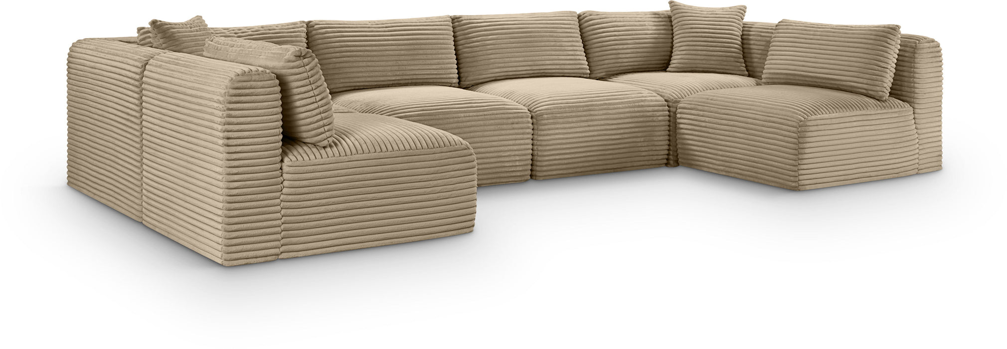Shaggy - Fabric 6 Piece Modular U-Shaped Armless Sectional - Simple Home Plus