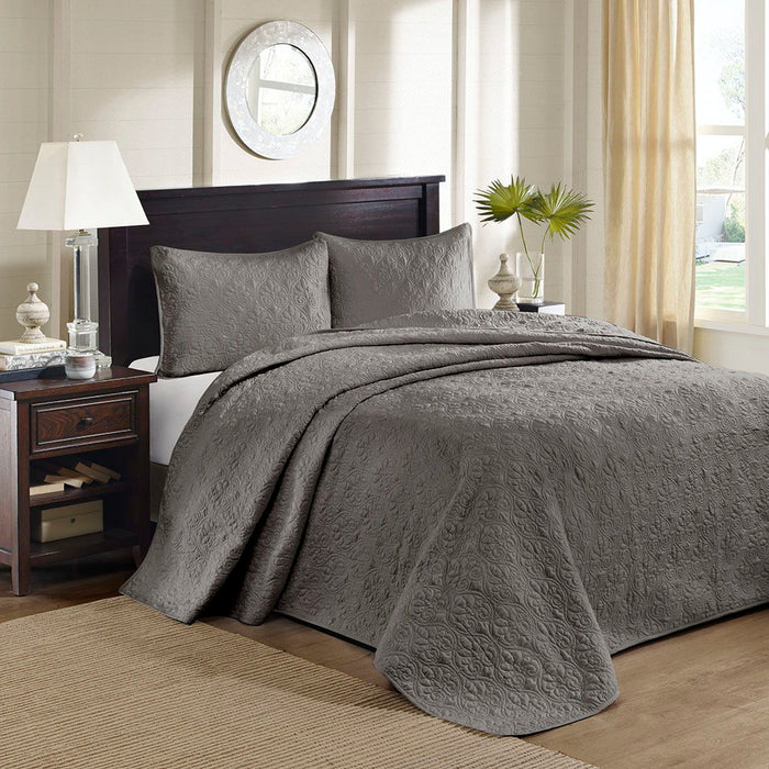 Quebec - Reversible Bedspread Set - Dark Gray - Simple Home Plus