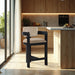 Sacha - Velvet Stool With Black Base - Simple Home Plus