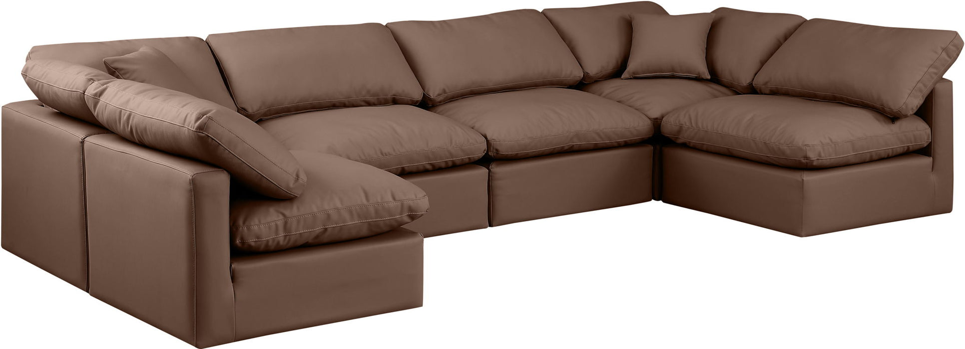 Indulge - Faux Leather 6 Piece Modular U-Shaped Sectional - Simple Home Plus