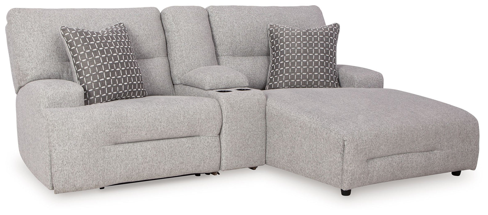 Acklen Place - Pewter - 4 Pc. - 3-Piece Power Reclining Sectional Sofa With Raf Chaise, Wide Seat Power Recliner - Simple Home Plus