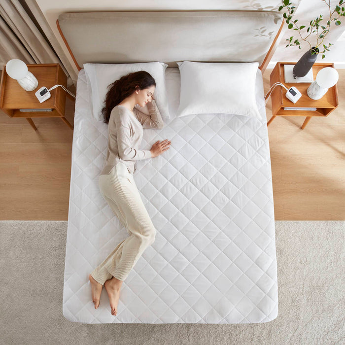 Microfiber Zoned - Full Heated Mattress Pad - White - Simple Home Plus