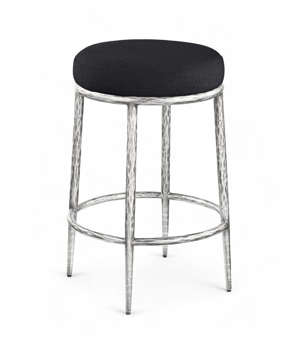 Ferro - Upholstered Backless Counter Stool With Brushed Silver Base - Simple Home Plus