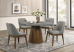 Franklin - 5 Piece Round Dining Table Set - Gray And Dark Oak - Simple Home Plus