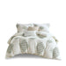Tahli - 3 Piece Cotton Blend Chenille Duvet Cover Set - Green - Simple Home Plus