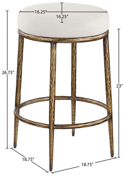 Ferro - Linen Textured Performance Fabric Upholstered Backless Counter Stool - Cream / Brushed Gold - Simple Home Plus